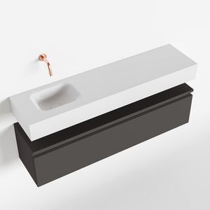 Toiletmeubel Mondiaz Andor | 120 cm | Meubelkleur Dark grey | Lex vrijhangend wastafel Talc Links | Zonder kraangat