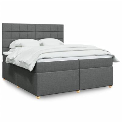Boxspring met matras stof donkergrijs 200x200 cm