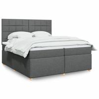 Boxspring met matras stof donkergrijs 200x200 cm