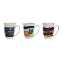 Kop met theefilter Home ESPRIT Blauw Groen Roestvrij staal Porselein Tropisch 380 ml (3 Stuks)