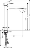 Hansgrohe Metropol verhoogde wastafelkraan waterbesparend met afvoerplug chroom - thumbnail