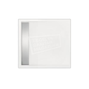 Beterbad/Xenz Easy Tray (100x100x5 cm) douchebak Vierkant Wit Gootcover RVS Mat