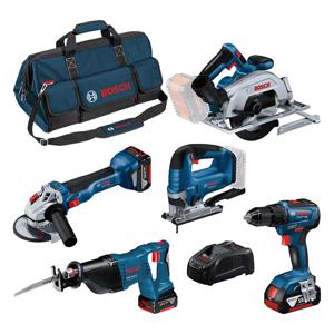 Bosch Blauw Accu Toolkit 18V | GSR 18V-55 + GWS 18V-10 + GKS 18V-57-2 + GSA 18V-LI + GST 18V-125 B + 3x 4,0 Ah + GAL 1880CV + tas L (C) - 0615990N39