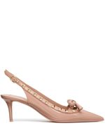 Valentino Garavani escarpins Rockstud Bow 60 mm en cuir verni - Tons neutres - thumbnail