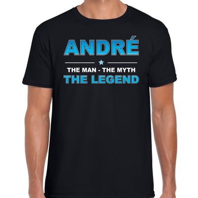 Naam cadeau t-shirt Andre - the legend zwart voor heren