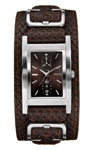 Guess horlogeband 85553G1 Leder Bruin 24mm + bruin stiksel