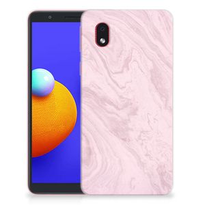 Samsung Galaxy A01 Core TPU Siliconen Hoesje Marble Pink - Origineel Cadeau Vriendin