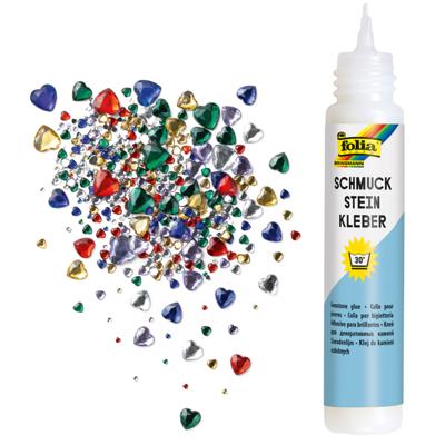 Festival gezicht steentjes - hartjes - glitter - incl. gezichtslijm