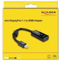 Delock 65099 Mini-displayport / HDMI Adapter [1x Mini-DisplayPort stekker - 1x HDMI-bus] Zwart 12 cm