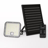 Vega LED Solar Wandlamp buiten met bewegingssensor - Incl. Schemersensor - Los zonnepaneel - Schijnwerper, breedstraler - IP65 waterdicht - 180 LED's - 30 watt - 2800-6500K - Warm wit licht - Daglicht wit licht - 4800 lumen - Zwart