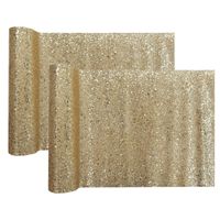 Tafelloper op rol - 2x - goud glitter - 28 x 300 cm - polyester - thumbnail