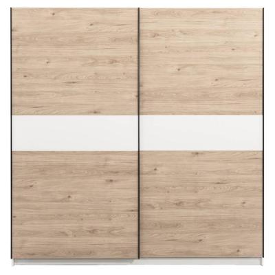 Leen Bakker - Schuifdeurkast Genua - Eikenkleur/wit - 204x200x60 Cm - Spaanplaat - Bruin - 200.2x204x60.3 Cm