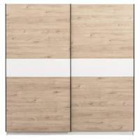 Leen Bakker - Schuifdeurkast Genua - Eikenkleur/wit - 204x200x60 Cm - Spaanplaat - Bruin - 200.2x204x60.3 Cm