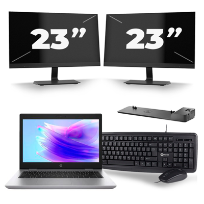 HP ProBook 640 G5 - Intel Core i5-8e Generatie - 14 inch - 16GB RAM - 256GB SSD - Windows 11 + 2x 23 inch Monitor