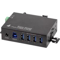 LogiLink UA0443 UA0443 USB-hub 4 poorten USB-A USB 3.0 5 GBit/s Voor industriële toepassingen, Met metalen behuizing, Voor wandmontage Zwart