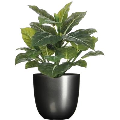 Mica Decorations Kunstplant groen - 49 cm - in bloempot - antraciet