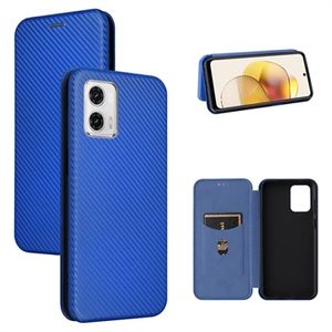 Motorola Moto G73 Flip Case met Kaartsleuf - Koolstofvezel - Blauw