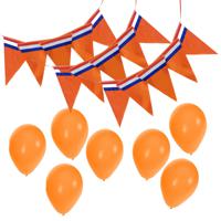 Bellatio decorations - Oranje versiering set - vlaggenlijnen en ballonnen