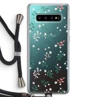 Small white flowers: Samsung Galaxy S10 Plus Transparant Hoesje met koord