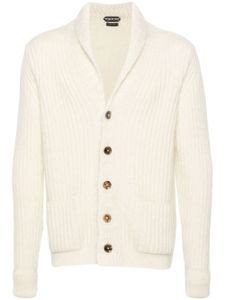 TOM FORD cardigan nervuré à col châle - Blanc