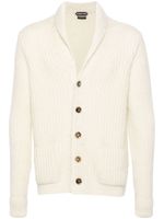 TOM FORD cardigan nervuré à col châle - Blanc - thumbnail