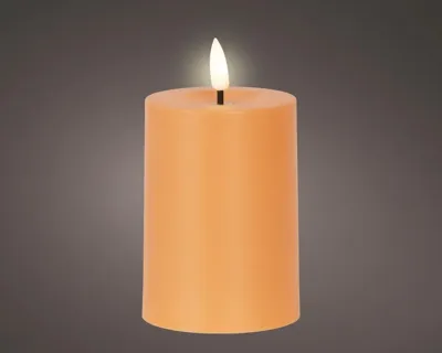Lumineo solar kaars plastic oranje Ø7 x 10 cm warm wit