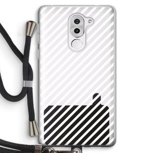 Strepen zwart-wit: Honor 6X Transparant Hoesje met koord