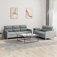 2-delige Loungeset met kussens stof lichtgrijs
