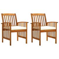 Tuinstoelen 2 st met kussens massief acaciahout - thumbnail