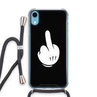 Middle finger black: iPhone XR Transparant Hoesje met koord
