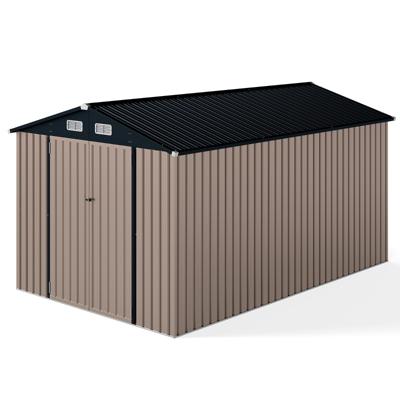 Apparatenhuis Metaal 350 x 223 x 197 cm Tuinhuis met Hellend Dak Afsluitbare Deuren en Sleutels