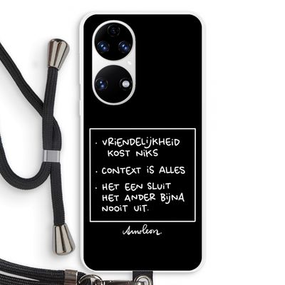 Mijn Motto's: Huawei P50 Transparant Hoesje met koord