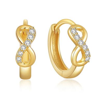 Goudkleurige Elenza Oorbellen met Infinity Symbool en Zirkonia - Luxe Dames Sieraad