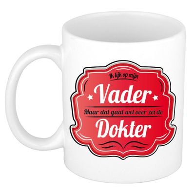 Cadeau koffie/thee mok - rood - ik lijk op mijn vader - keramiek - 300 ml - Vaderdag Cadeau koffie/thee mok - rood - ik lijk op mijn vader - keramiek - 300 ml - Vaderdag