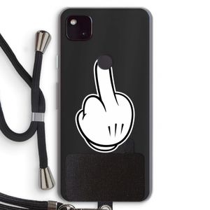 Middle finger black: Pixel 4a 5G Transparant Hoesje met koord