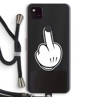 Middle finger black: Pixel 4a 5G Transparant Hoesje met koord