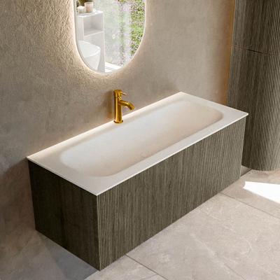 Badmeubel Mondiaz Kurve | 110 cm cm | Meubelkleur Shadow | Wastafelkleur Talc | Solid surface | Wasbak midden spoelbak | 1 kraangat