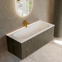 Badmeubel Mondiaz Kurve | 110 cm cm | Meubelkleur Shadow | Wastafelkleur Talc | Solid surface | Wasbak midden spoelbak | 1 kraangat