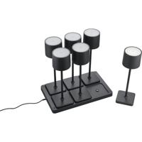 Dimbare LED Tafellamp 1.5W. 6 Lichtpunten. Mat Zwart. Oplaadbaar