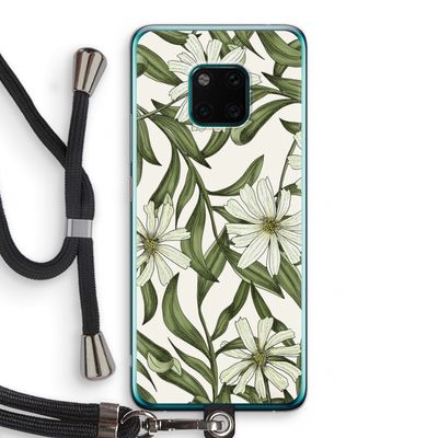 Wit bloemenpatroon: Huawei Mate 20 Pro Transparant Hoesje met koord
