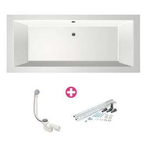 Ligbad Xenz Society | Inbouw | 175x80 cm | Incl.Badafvoer | Met overloop | Acryl | Glans wit