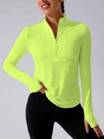 Black Half-Zip Running Sweatshirt with Thumb Holes - Sportswear Green_1 / M
