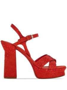 Ferragamo sandales plateforme à ornements en cristal - Rouge