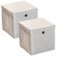 HI Opbergmand - 2x - grijs - 30 x 30 cm - kunststof - met deksel