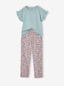 Meisjesset met shirt en broek grijsblauw