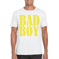 Bellatio Decorations Foute party t-shirt voor heren - Bad Boy - wit - glitter - carnaval/themafeest 2XL  -