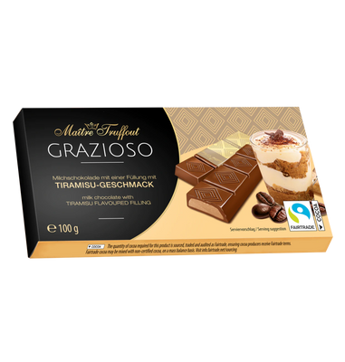 Chocolade met crème & tiramisu vulling - Melkchocolade - 100 gram