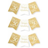 Paperdreams Verjaardag Vlaggenlijn 30 jaar - 3x - Gerecycled karton - wit/goud - 600 cm - Vlaggenlijnen