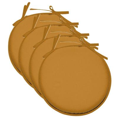 Stof Textile Home stoelkussens - 4x - okergeel - D40 x H3 cm - voor binnen - rond