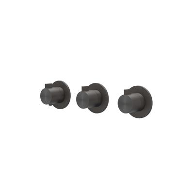 Afbouwdeel IVY Tribe Inbouwthermostaat 2 Stopkranen Symmetry Met Ronde Rozetten RVS316 Geborsteld Carbon Black PVD